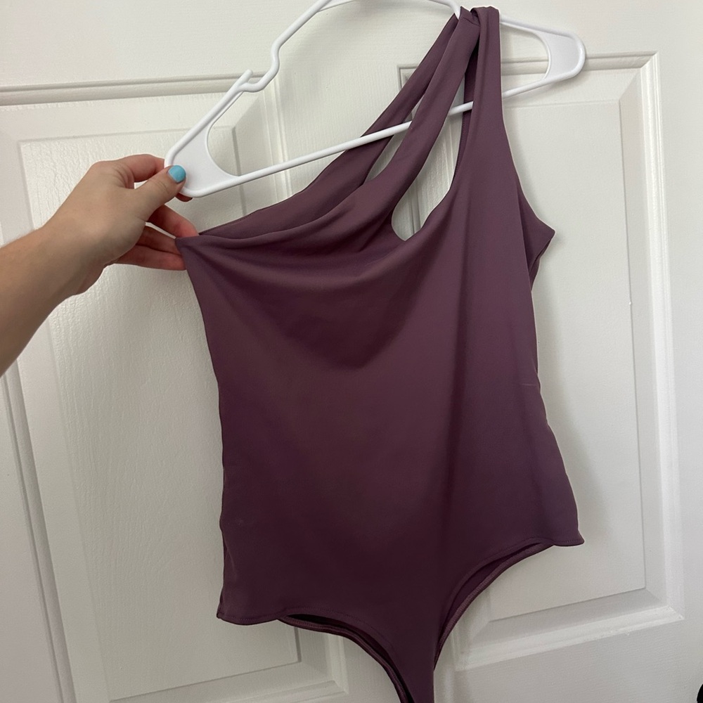 Purple One-Shoulder Bodysuit